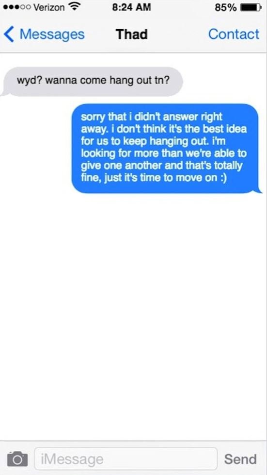 Good breaking up over text example three 